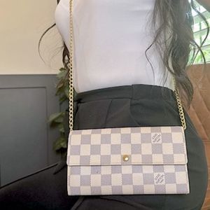 Louis Vuitton Damien Azur Sarah wallet w/ unbranded chain
